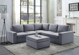 Decker 94" Light Gray Linen 6 Seat Reversible Modular Sectional Sofa