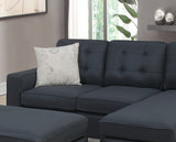 Black Reversible 3pc Sectional w/ Wood Legs