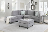 Simona Gray Velvet 6Pc Modular Sectional Sofa