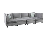 Zelmira 120" Gray Velvet 8Pc Modular Sectional Sofa