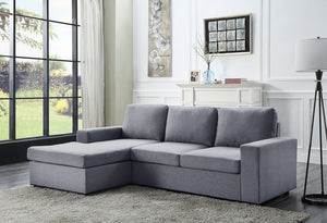 Newlyn 95" Light Gray Linen Reversible Sectional Sofa Chaise