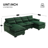 [VIDEO provided][New]110*55" Modern U-shaped Sectional Sofa with Waist Pillows,6-seat Upholstered Symmetrical Sofa Furniture,Sleeper Sofa Couch with Chaise Lounge for Living Room,Apartment,5 Color