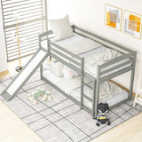 Twin over Twin Bunk Bed with Convertible Slide and Ladder , Gray(Old SKU:WF281725AAE)