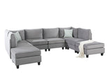 Simona 120" Gray Velvet 8Pc Modular Sectional Sofa