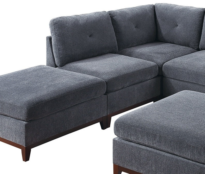 Ash Grey Chenille Fabric Modular Sectional 7pc