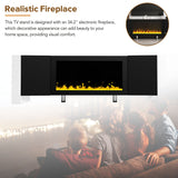 ON-TREND Modern TV Stand with 34.2" Non-heating Electric Fireplace, High Gloss Entertainment Center with 2 Cabinets, Media Console for TVs up to 78", Black