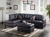 Contemporary Espresso Faux Leather Reversible 3pc Sectional