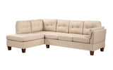 Dalia Khaki Linen Modern Sectional Sofa with Left Facing Chaise