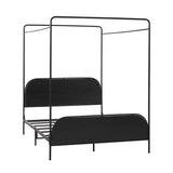 Modern Metal and Wood Canopy Queen Bedframe – Black