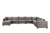 Madison Light Gray Fabric 8 Piece Modular Sectional Sofa Chaise