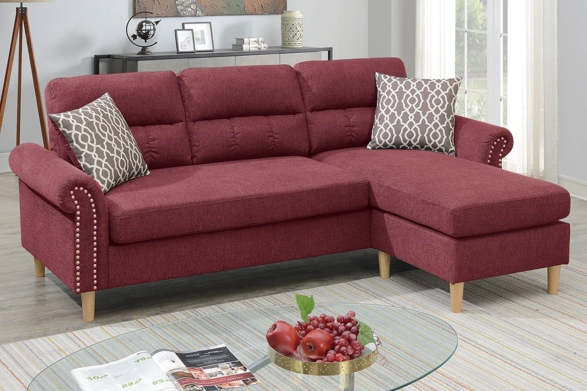 Paprika Red Color Polyfiber Reversible Sectional