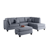 Polyfiber Reversible Sectional Sofa with Ottoman in Grey