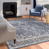 Damara Blue, Gray, and Multi-color Viscose Area Rug 5x8