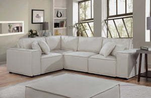 Melrose 99" Modular Sectional Sofa with Ottoman in Beige Linen