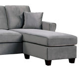 Gray Velvet Fabric Upholstered Sectional