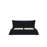 King Size Upholstered Platform Bed with Special Shaped Velvet  Headboard, Metal & Solid Wood Frame,Black