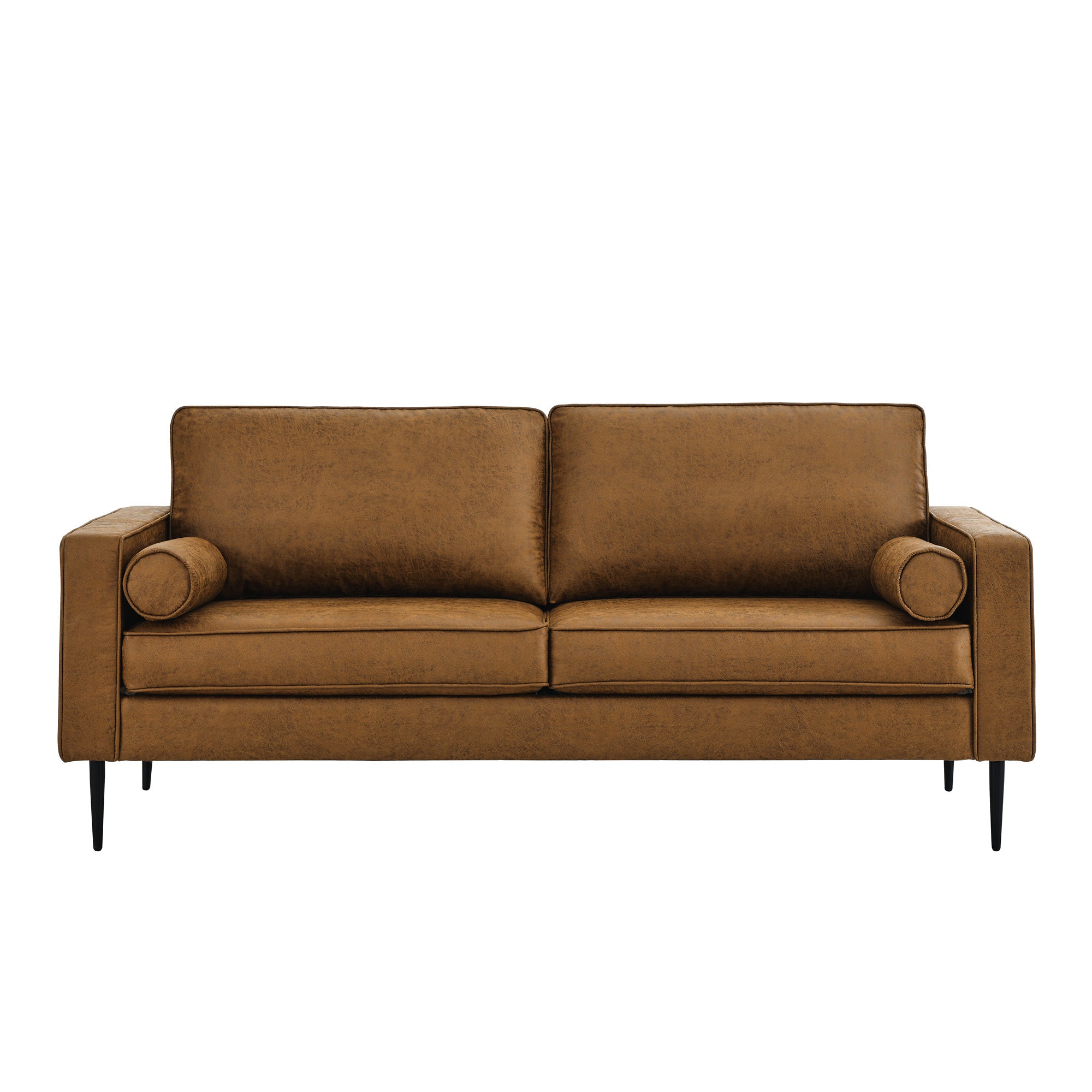 79"Mid-Century Modern Couch with high-tech Fabric Surface/ Upholstered Cushions/Pillows,Seat Sofas&Couches for Living Room Apartment Office, Large-Brown