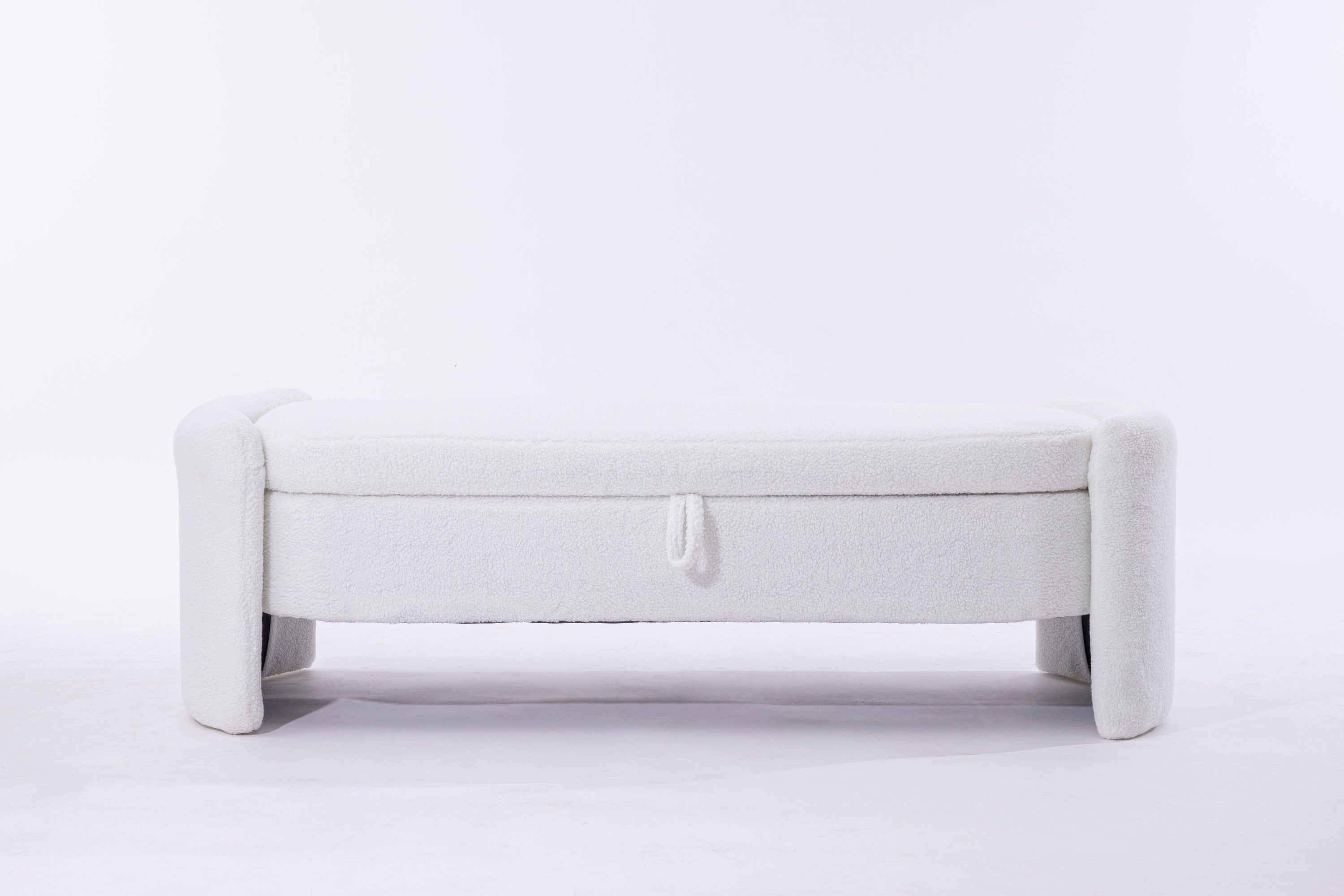 Footstool with storage function  beige teddy fabric  suitable for hallway bedroom living room