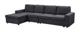 Bailey 120.5" Sofa with Reversible Chaise in Dark Gray Linen