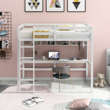 Twin Size Loft Bed with Convenient Desk, Shelves, and Ladder, White(Similar SKU:SM001302AAK)