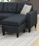 Black Reversible 3pc Sectional w/ Wood Legs