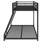 Metal Floor Bunk Bed, Twin over Full,Black