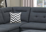 Charcoal Linen Like Fabric Cushion Sectional w Ottoman