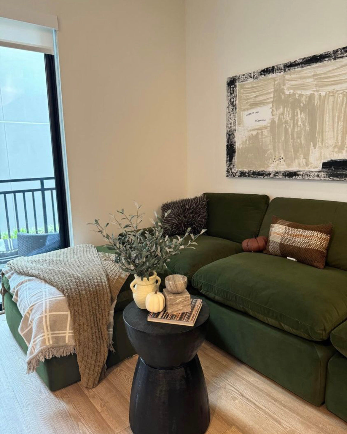 ALBANY STREET OLIVE VELVET MODULAR SECTIONAL