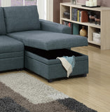 Blue Grey Reversible Chaise Storage Sofa Pull Out bed Couch