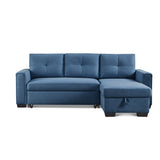 91.7 Blue Pull-Out Sleeper Bed Reversible Sleeper Sectional with Storage Chaise