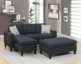 Black Reversible 3pc Sectional w/ Wood Legs