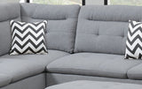 Grey Linen Cushion Sectional w Ottoman