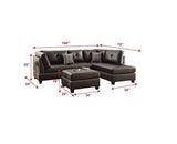 3-pcs Reversible Sectional Espresso Bonded Leather