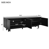 ON-TREND Graceful TV Stand with Arch Cabinets for TVs Up to 78'', Minimalist Entertainment Center with Solid Wood Legs, Practical Media Console with Adjustable Shelves for Living Room, Black