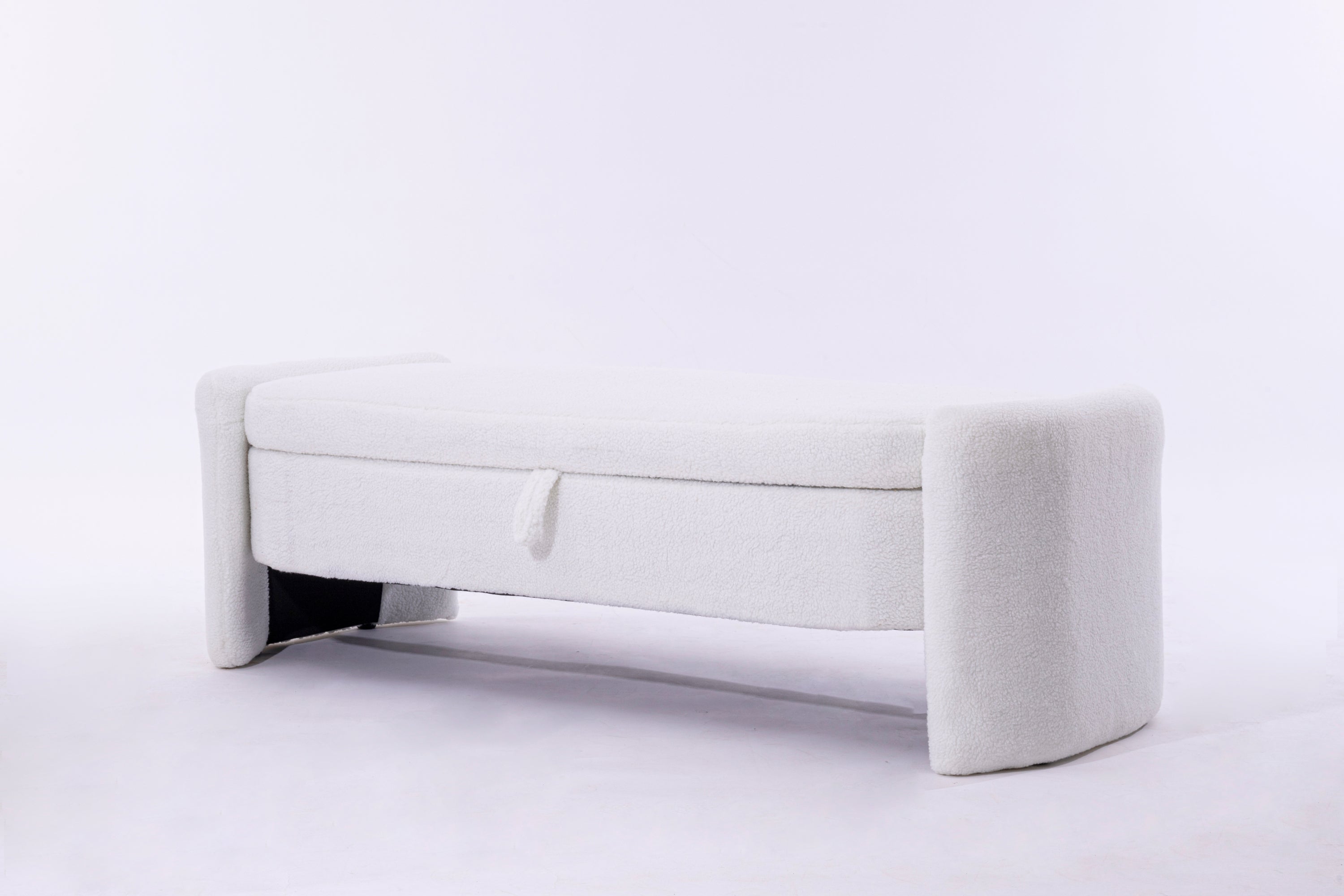 Footstool with storage function  beige teddy fabric  suitable for hallway bedroom living room