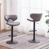 Masaccio Weathered Upholstery Airlift Adjustable Swivel Barstool with Chrome Base, Set of 2, Grey