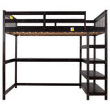 Full Size Loft Bed with Storage Shelves and Under-bed Desk, Espresso(OLD SKU:SM000246AAP-1)