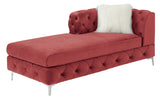 Burgundy Velvet Tufted Cushion Couch LAF And RAF Chaise Armless Loveseat