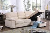 Kipling Beige Velvet Fabric Reversible Sleeper Sectional Sofa Chaise