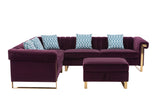 Maddie Purple Velvet 6-Seater Sectional Sofa with Storage Ottoman