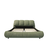 Queen Size Luxury Upholstered Platform Bed with Oversized Padded Backrest and Solid Wood Frame,suitable for Multiple heights of mattresses,Green(Old Sku:W1885S00018)