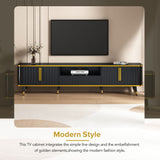 ON-TREND Luxury Minimalism TV Stand with Open Storage Shelf for TVs Up to 85", Entertainment Center with Cabinets and Drawers, Practical Media Console with Unique Legs for Living Room, Black