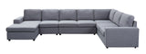 Hayden Light Gray Linen 7 Seat Reversible Modular Sectional Sofa Chaise