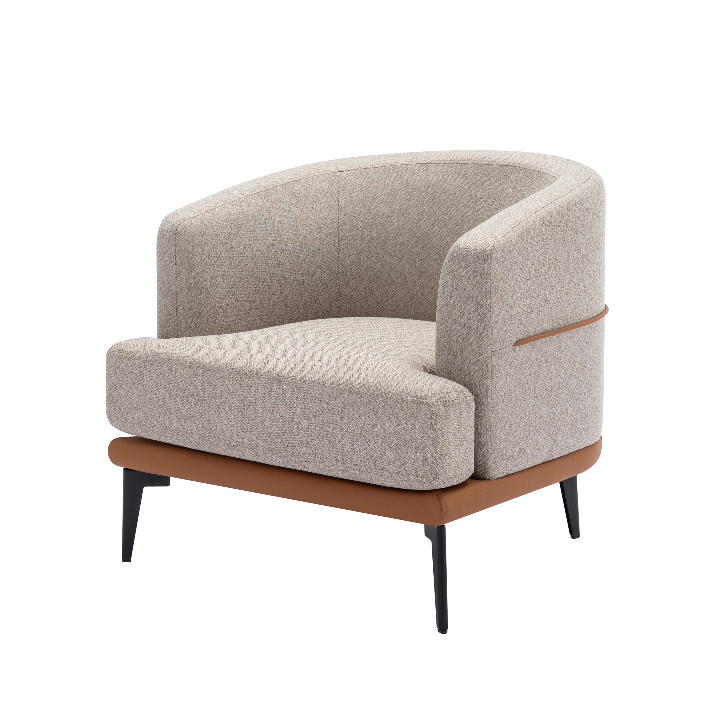 Modern Two-tone Burnt Orange Barrel Fabric Chair