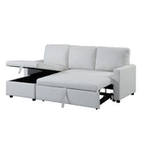 Hiltons Sleeper Sectional Sofa w/Storage, White Fabric