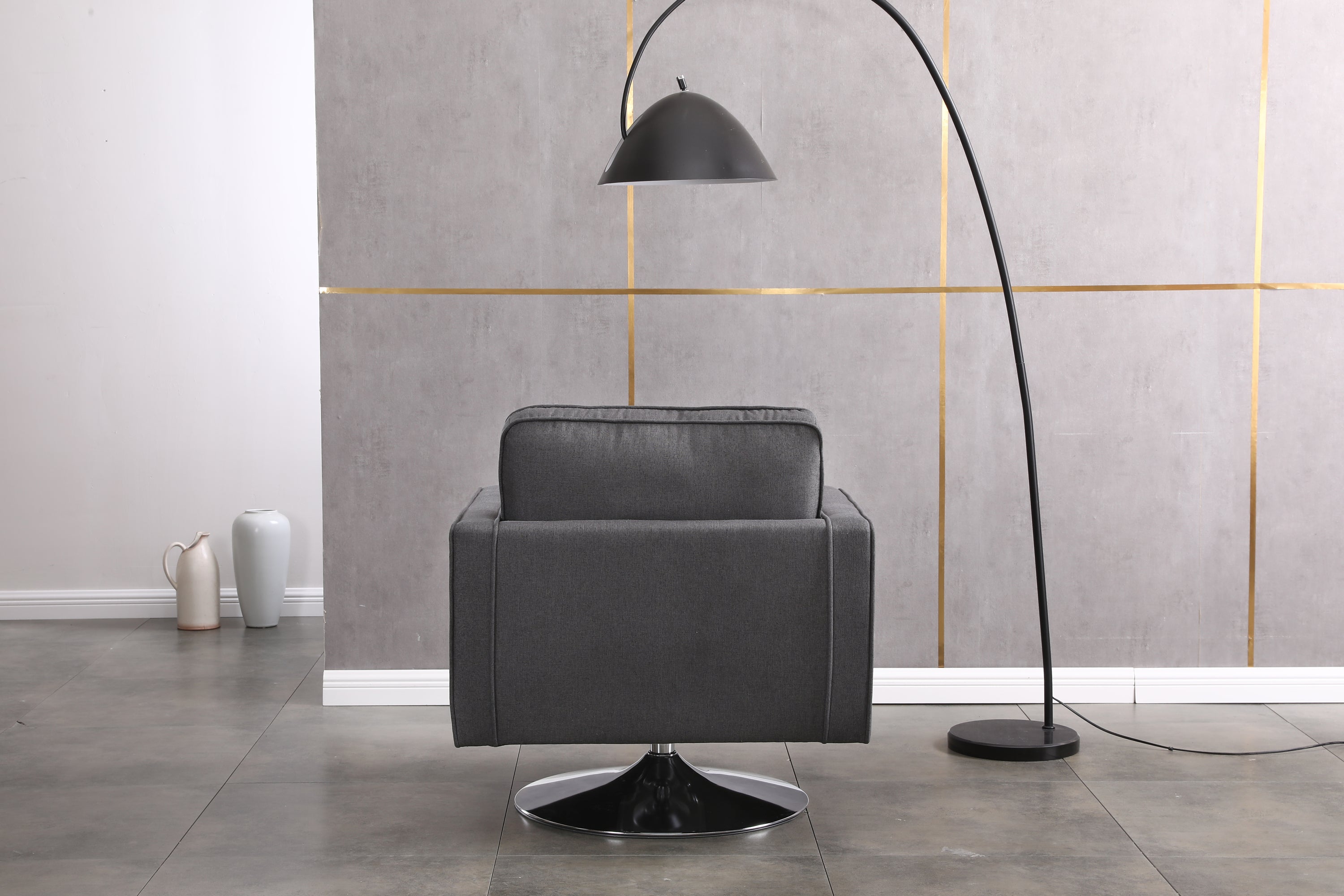 Modern Linen Swivel Accent Chair ,Comfy Armchair with 360 Degree Swiveling for Living Room, Bedroom, Reading Room, Home Office (Dark Grey)