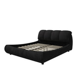 Queen Size Luxury Upholstered Platform Bed with Oversized Padded Backrest and Solid Wood Frame,suitable for Multiple heights of mattresses,Black(Old Sku:W1885S00016)