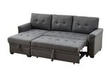 Sierra 84" Dark Gray Linen Reversible Sleeper Sectional Sofa with Storage Chaise