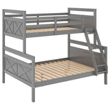 Twin over Full Bunk Bed with ladder, Safety Guardrail, Perfect for Bedroom, Gray