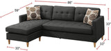 Black Polyfiber Sectional Reversible Chaise